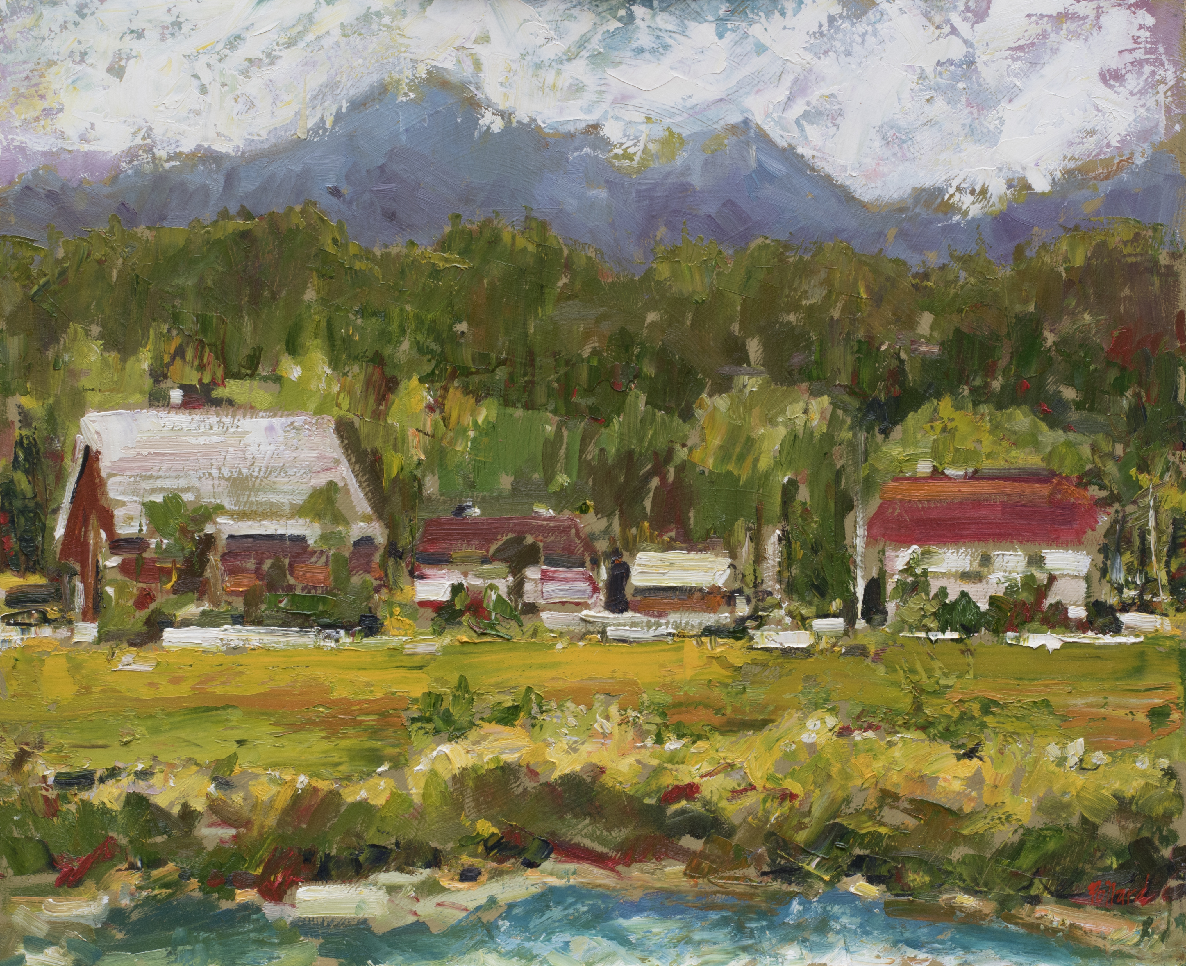 Across The Nicomekl 2 | Landscape Paintings | Kim Pollard | Canadian | Artist | British Columbia | Plein Air