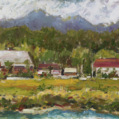 Across The Nicomekl 2 | Landscape Paintings | Kim Pollard | Canadian | Artist | British Columbia | Plein Air