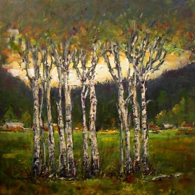 Aspen Grove | Landscape Painting | Kim Pollard | Canadian | Artist | British Columbia | Aspen Trees