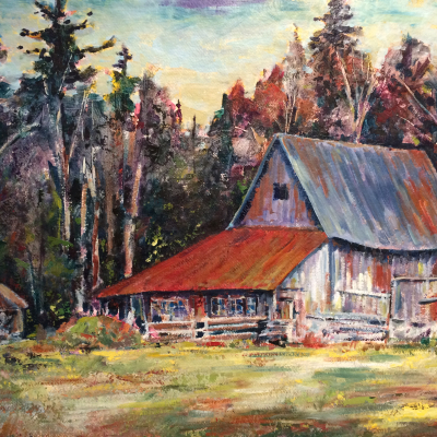 The Old Barn | Landscape Painting | Kim Pollard | Canadian Artist | Oil on Paper 