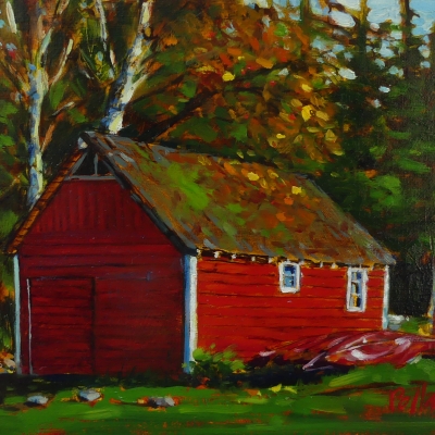 The Red Shed | Landscape Paintings | Kim Pollard | Canadian Artist | Pender Island | Hope Bay``
