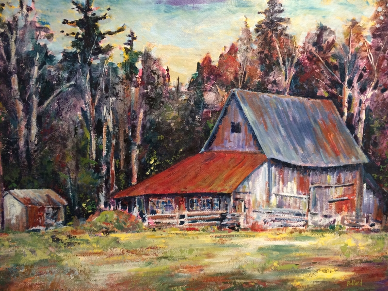 The Old Barn | Landscape Painting | Kim Pollard | Canadian Artist | Oil on Paper 